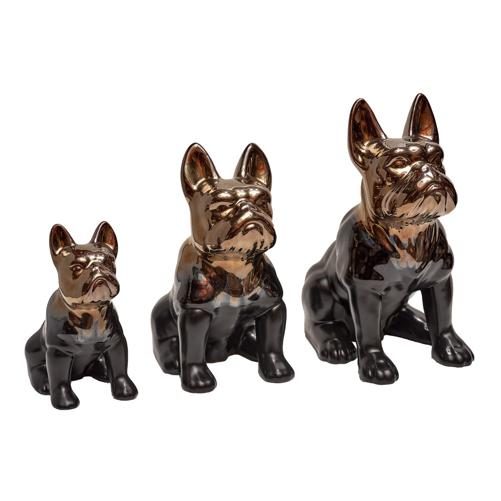 1185/noir mat et or set de 3 chiens