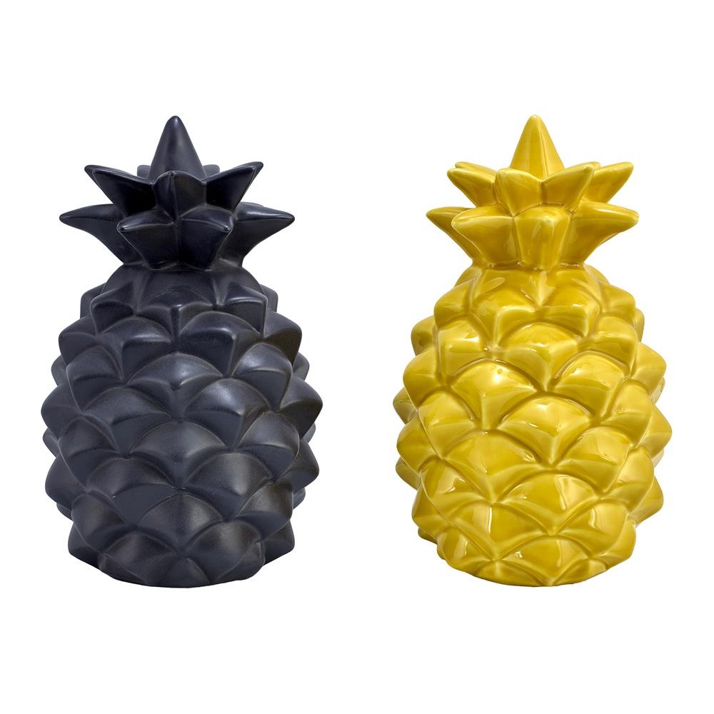 1300 Gris et jaune set de 2 ananas