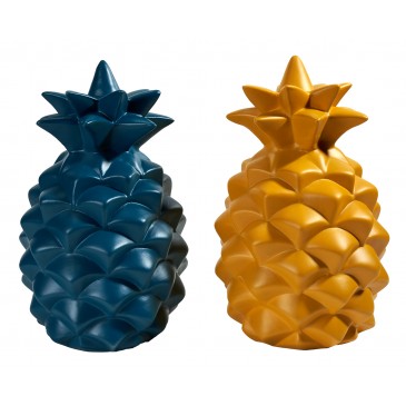 1300 Bleu et jaune set de 2 ananas