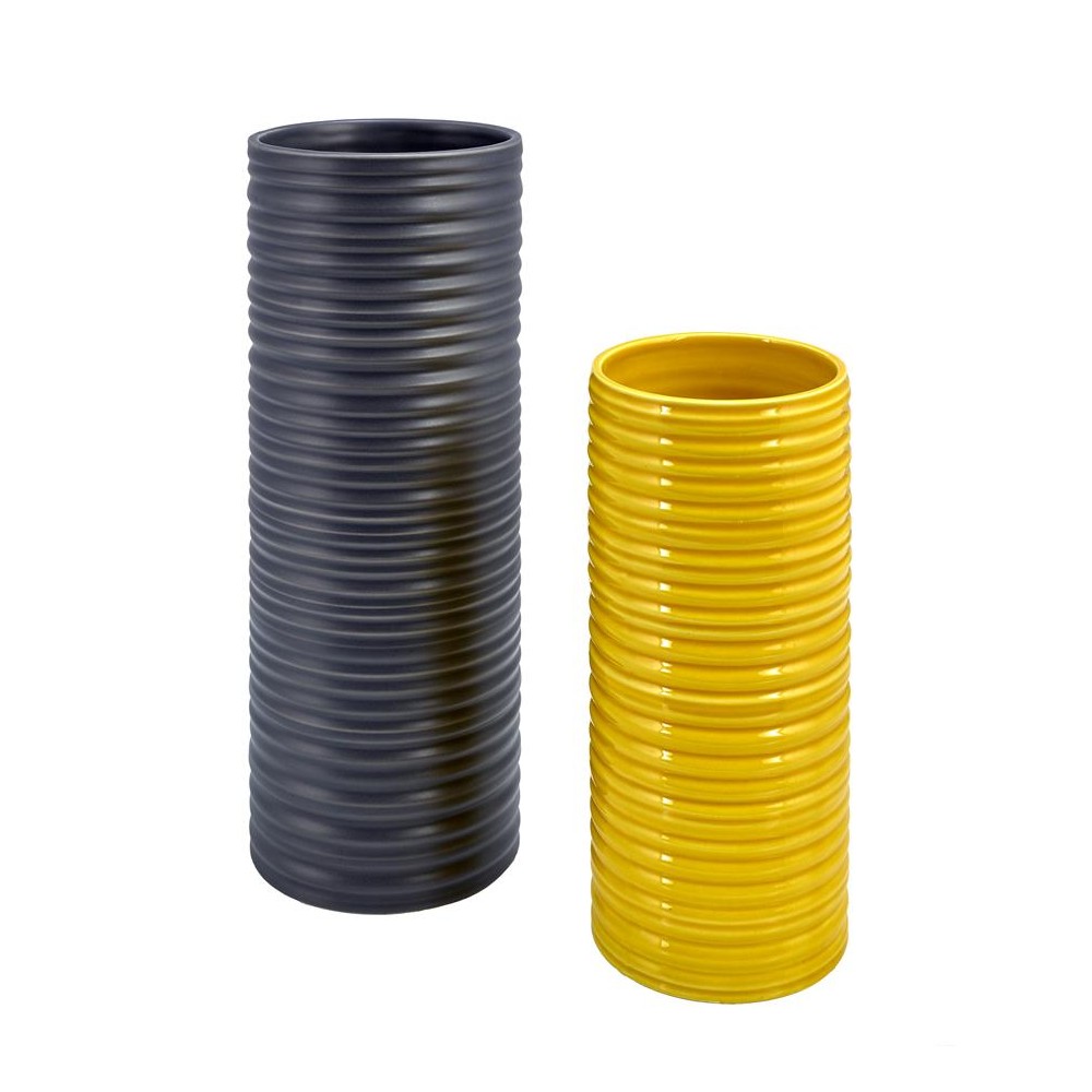 1477/jaune set de 2 vases gris/jaune