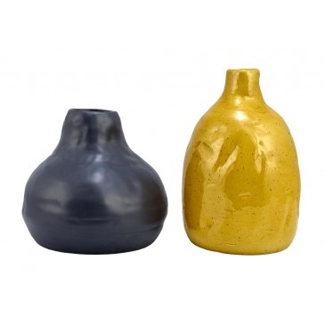 1739/G set de 2 vases gris et jaune