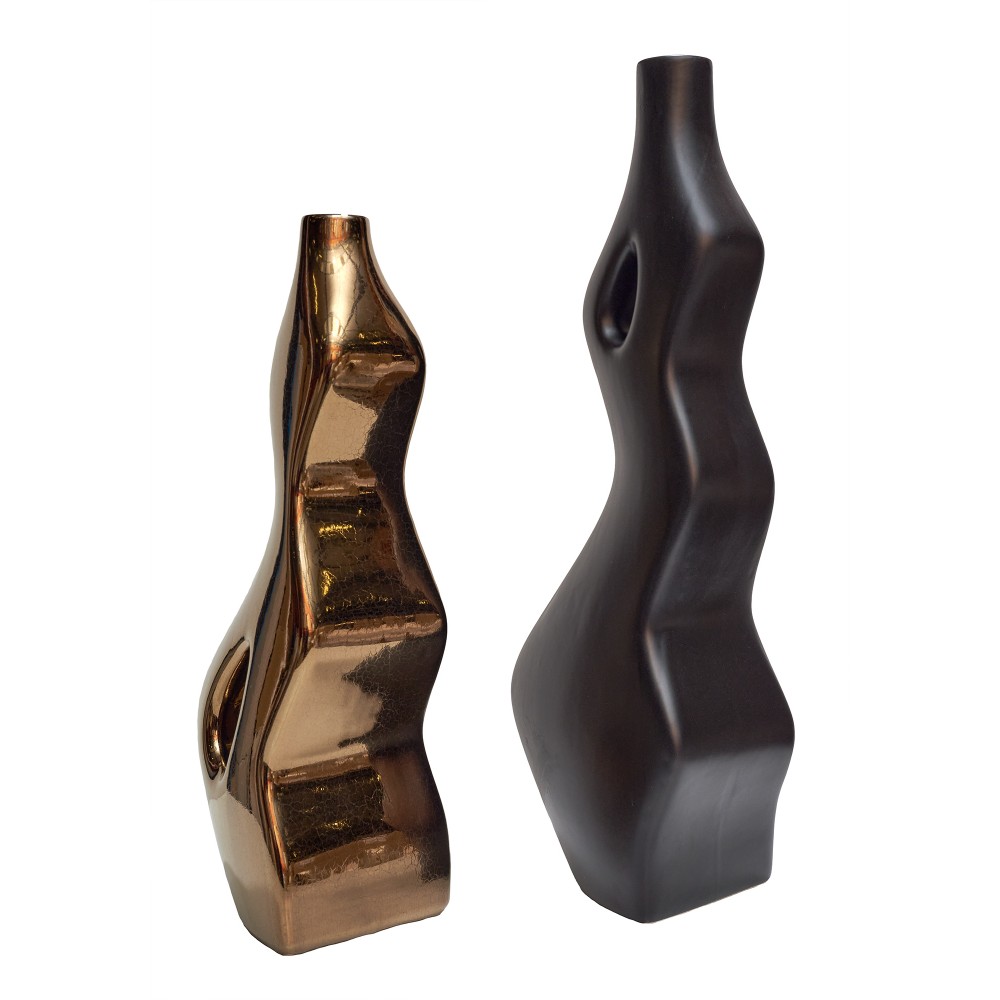 2451 set de 2 vases or/noir mat